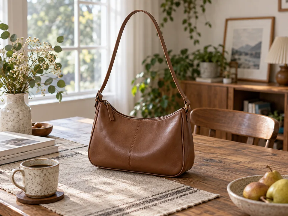 brown leather shoulder bag